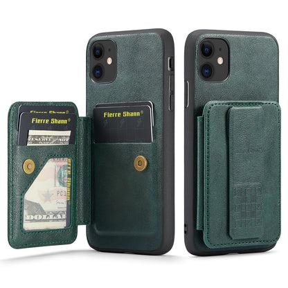 Oil Wax Leather Card Holder iPhone 11 Pro Max Case Finger Clip