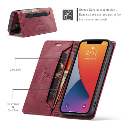 Luxury Retro Leather iPhone 12 Mini Case Magnetic Buckle RFID