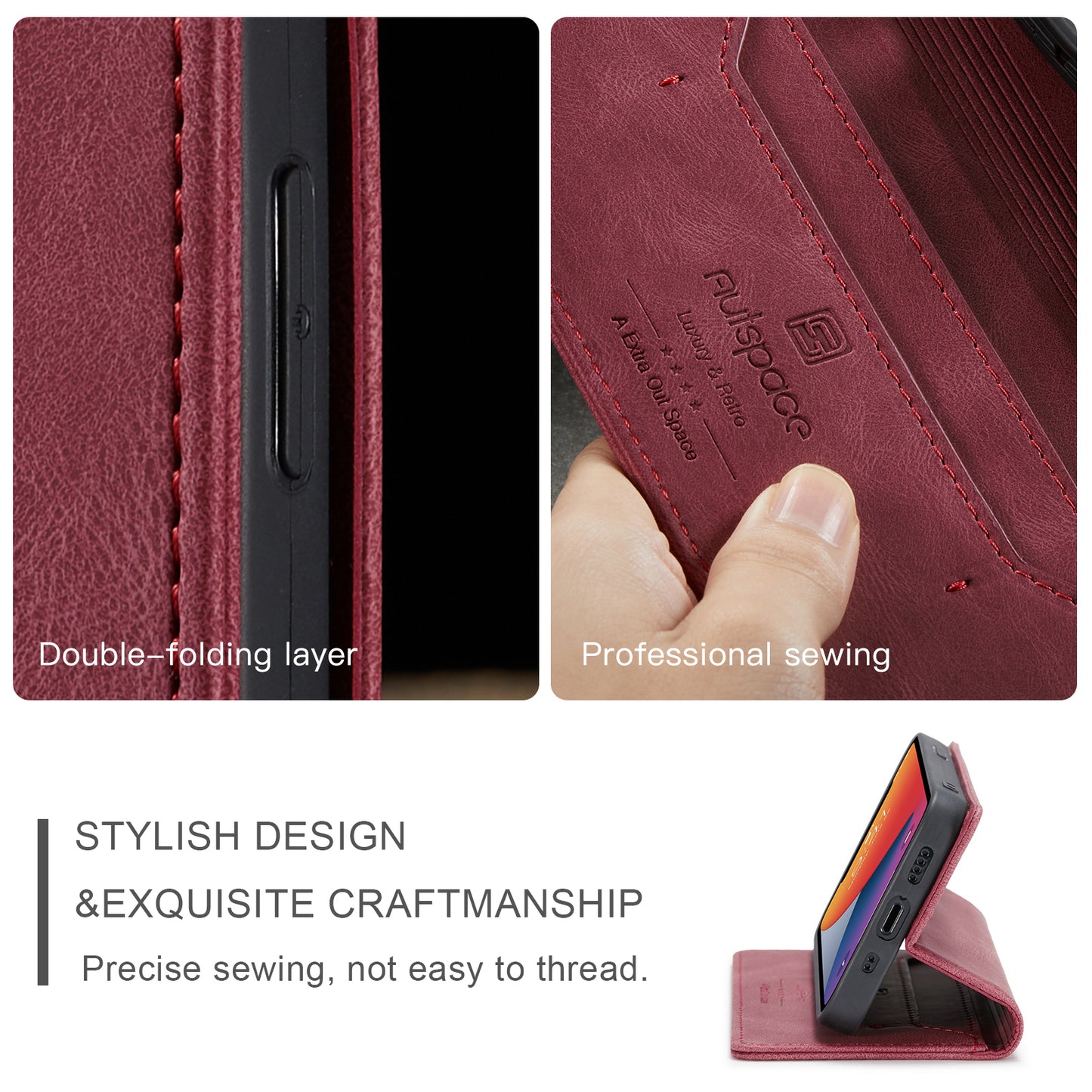 Luxury Retro Leather iPhone 12 Mini Case Magnetic Buckle RFID