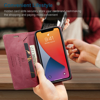 Luxury Retro Leather iPhone 12 Mini Case Magnetic Buckle RFID