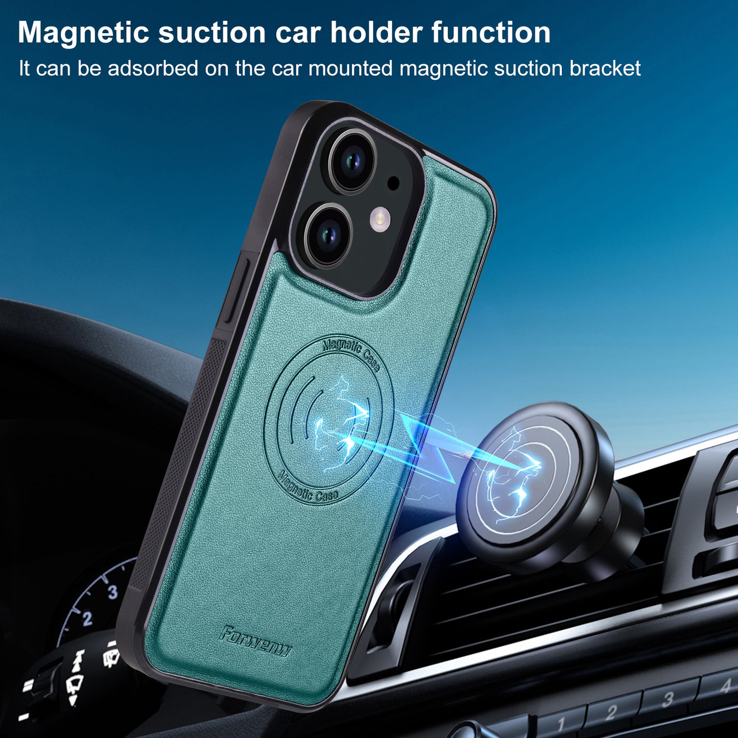 Detachable 2-in-1 Leather Card Bag iPhone 12 Case Magnetic