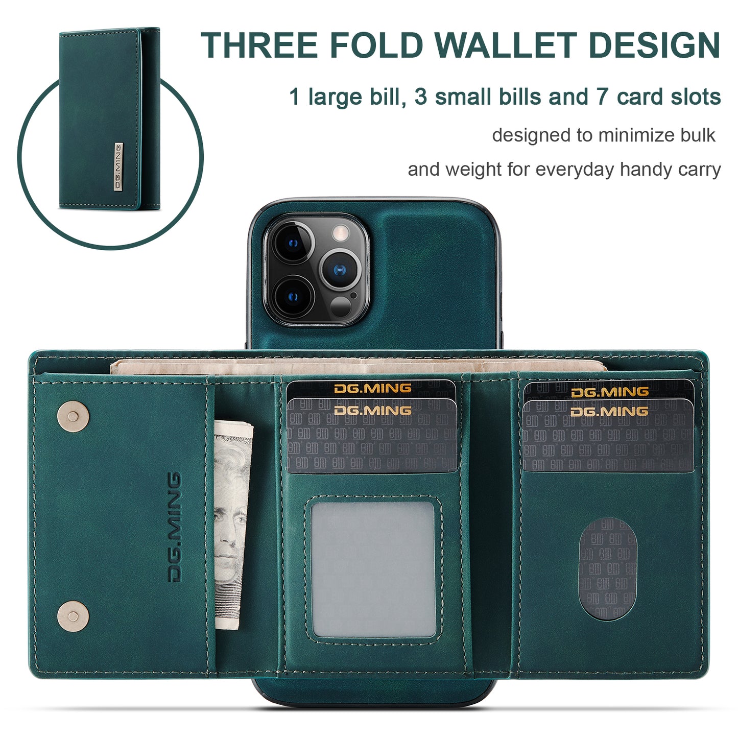 Retro Detachable Fold Wallet iPhone 12 Mini Case Magnetic Clip