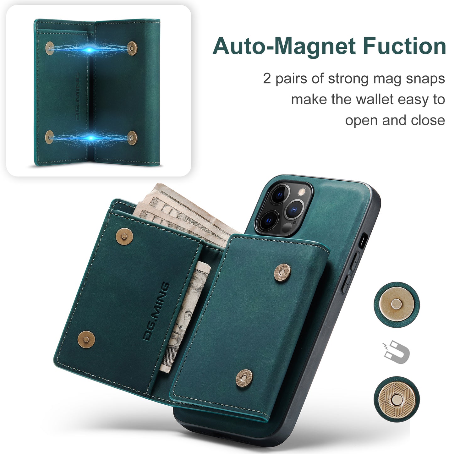 Retro Detachable Fold Wallet iPhone 12 Mini Case Magnetic Clip