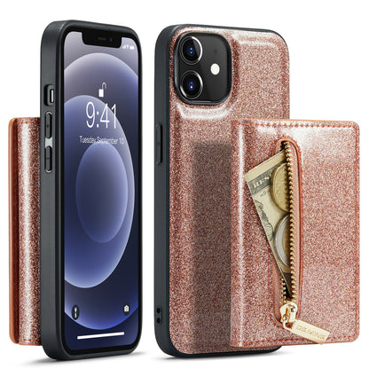 Glitter Leather 2-in-1 Wallet Zipper iPhone 12 Mini Case Detachable