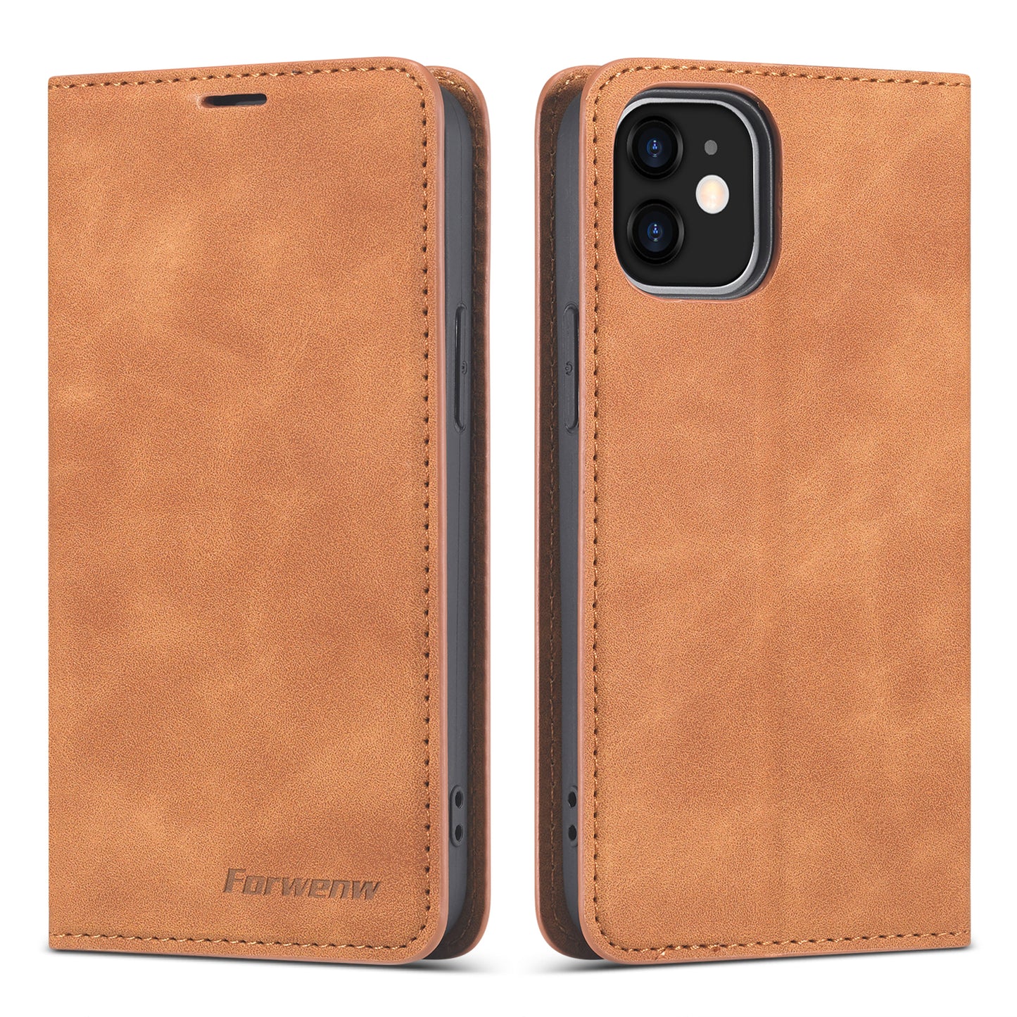 Illusion Slim Retro Leather iPhone 12 Mini Case Magnetic