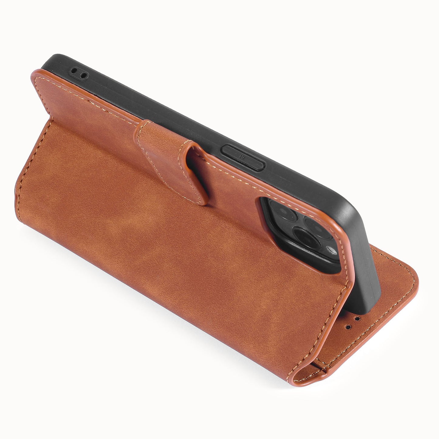 Retro Leather Edge iPhone 12 Case with Hand Strap