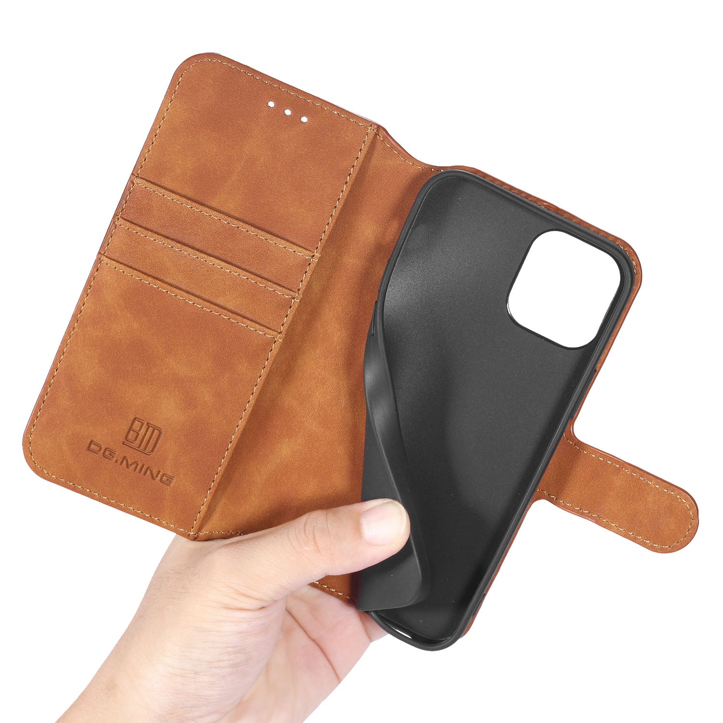 Retro Leather Edge iPhone 12 Case with Hand Strap