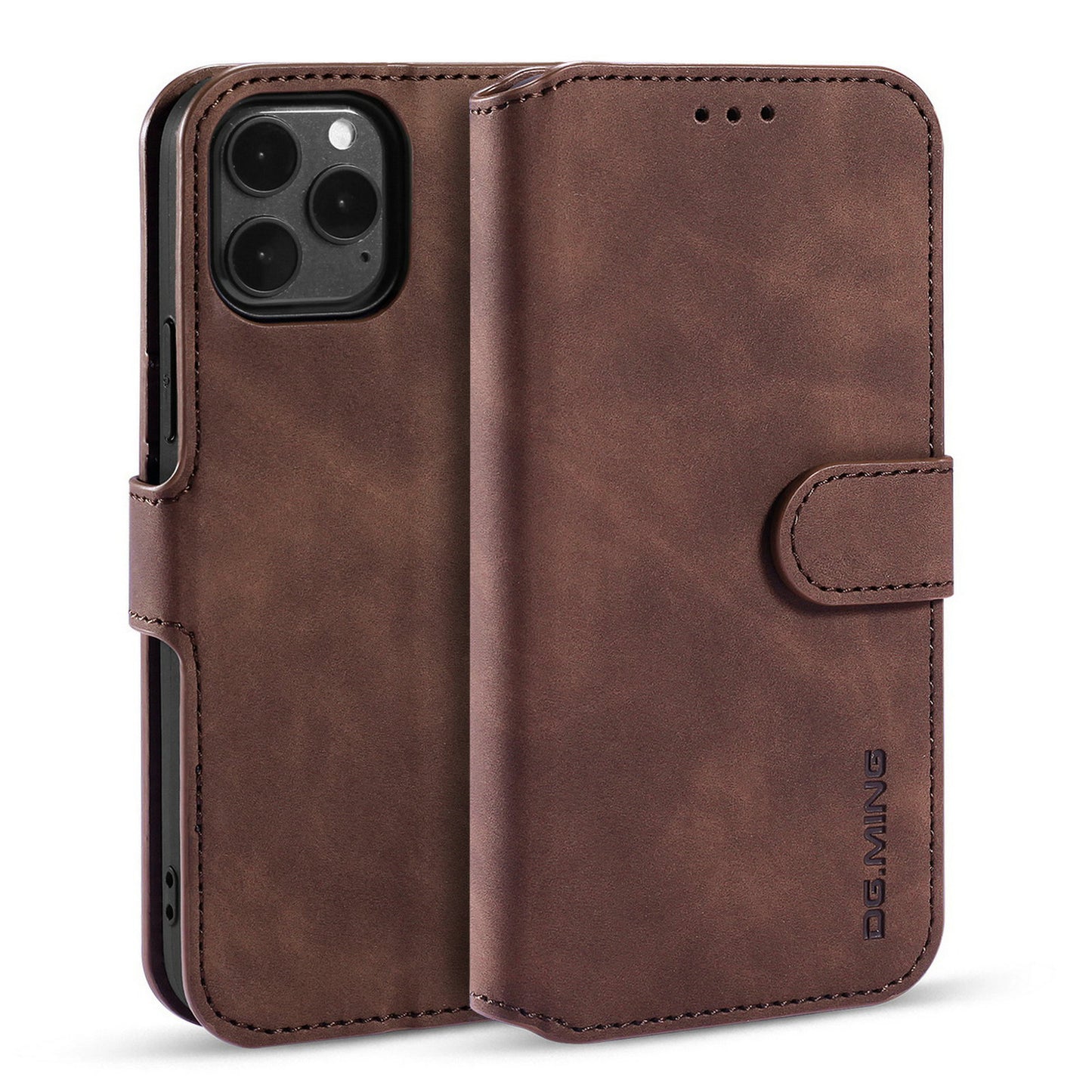 Retro Leather Edge iPhone 12 Case with Hand Strap