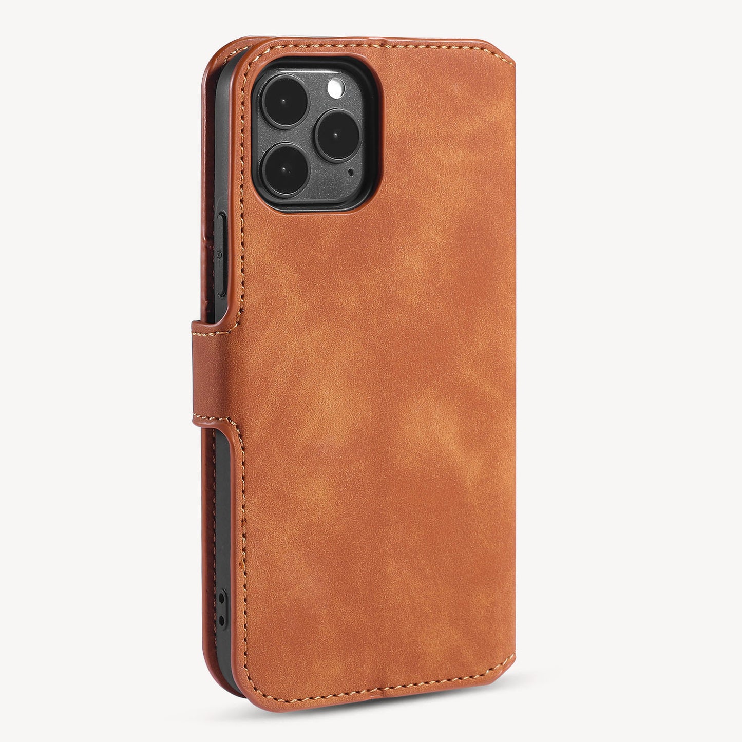 Retro Leather Edge iPhone 12 Case with Hand Strap