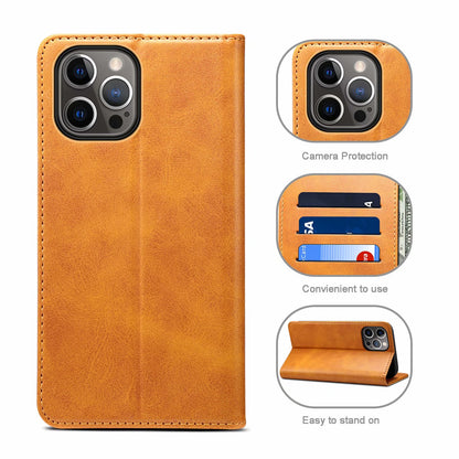 Calfskin Simple Wallet iPhone 12 Pro Max Case RFID Magnetic