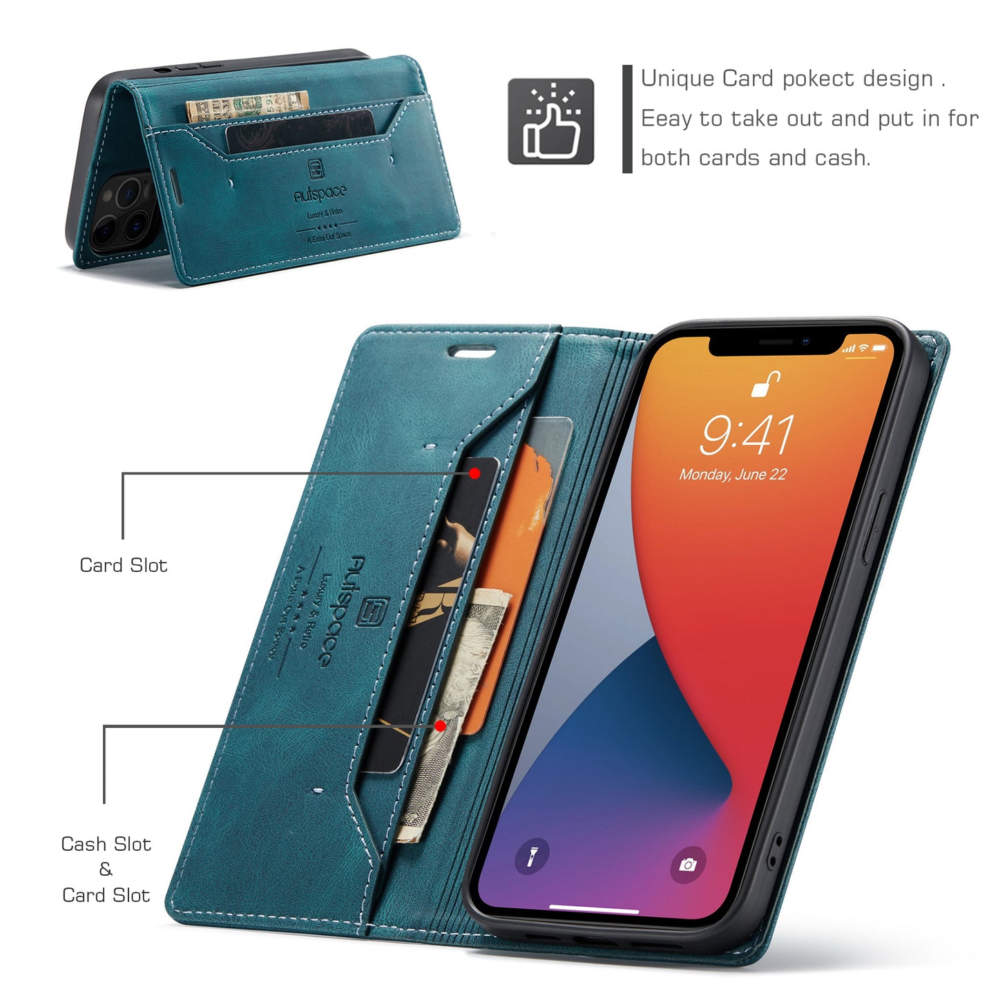 Luxury Retro Leather iPhone 12 Pro Max Case Magnetic Buckle RFID