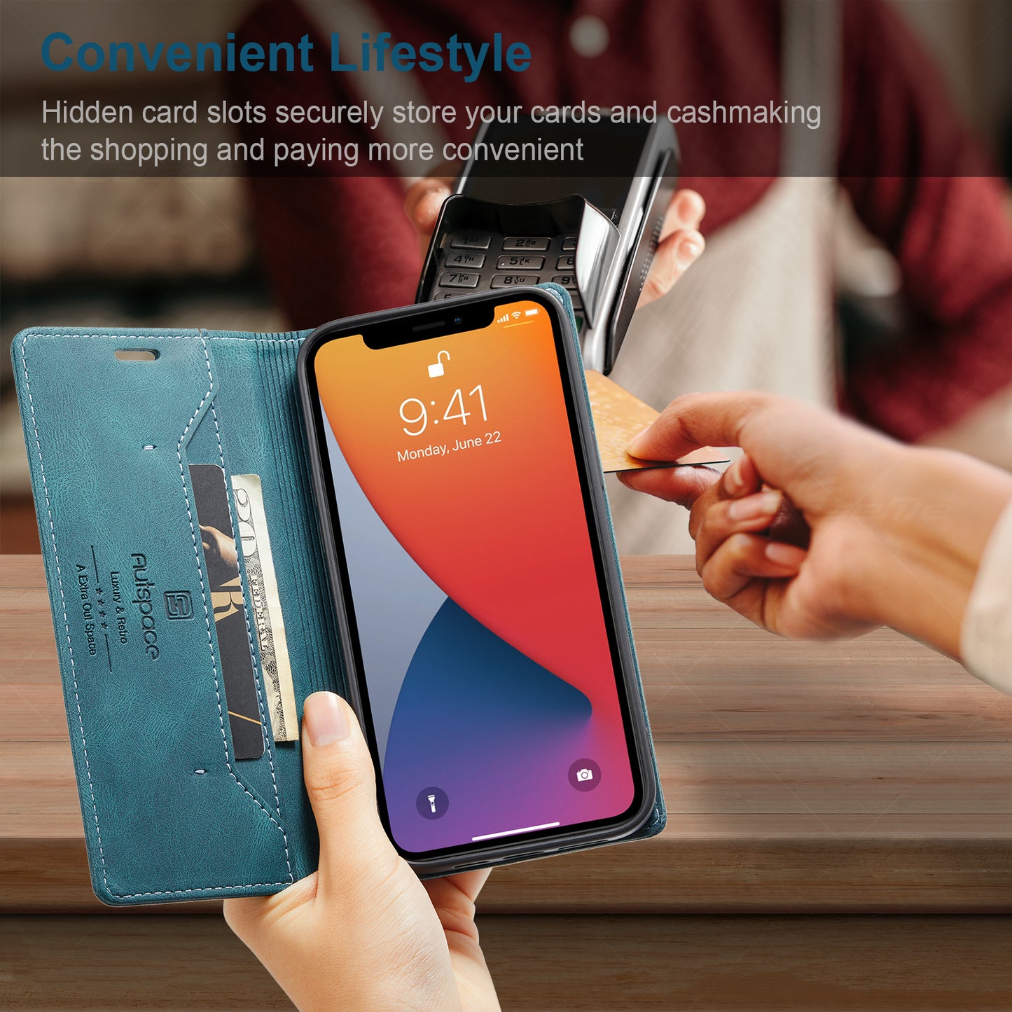 Luxury Retro Leather iPhone 12 Pro Max Case Magnetic Buckle RFID