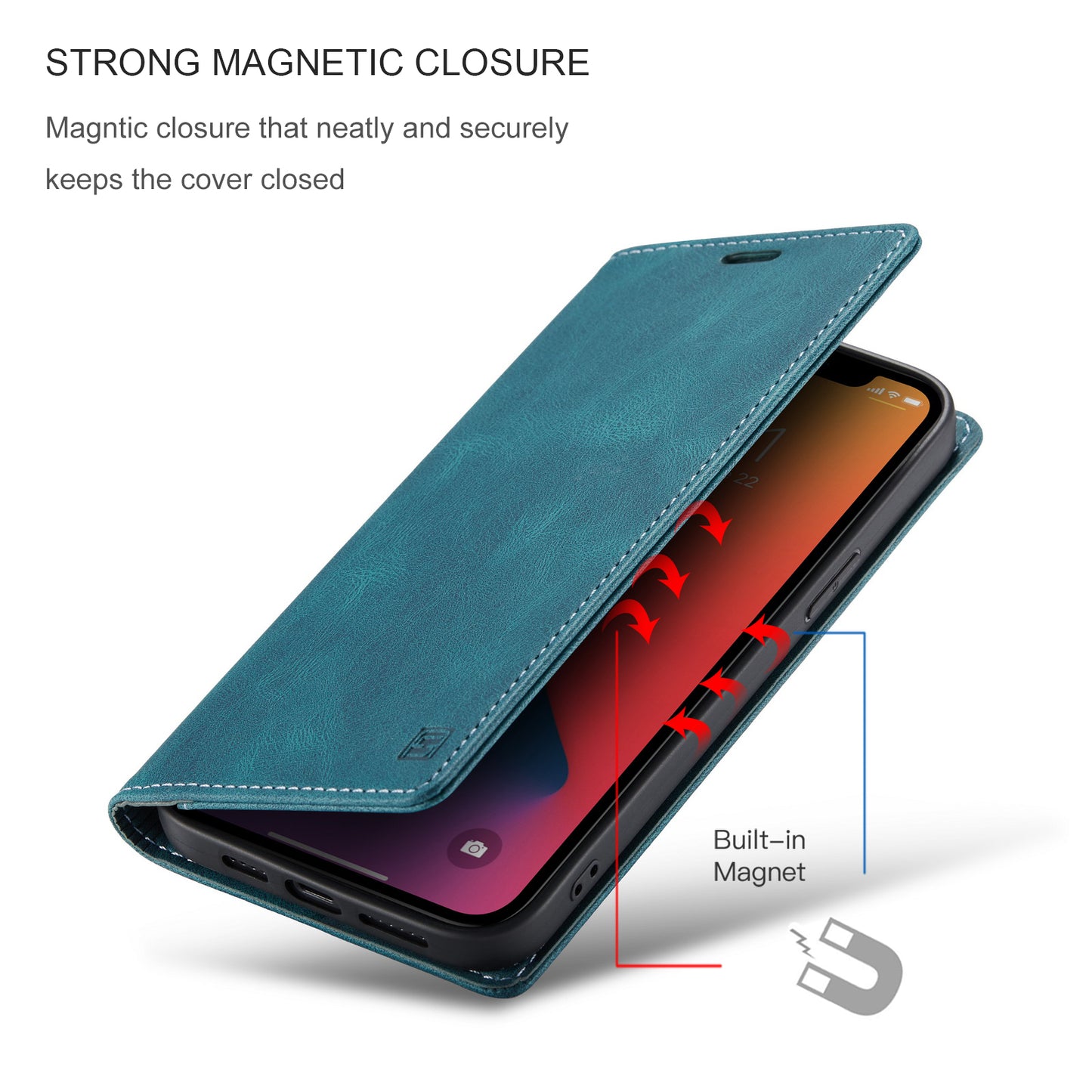 Luxury Retro Leather iPhone 12 Pro Max Case Magnetic Buckle RFID