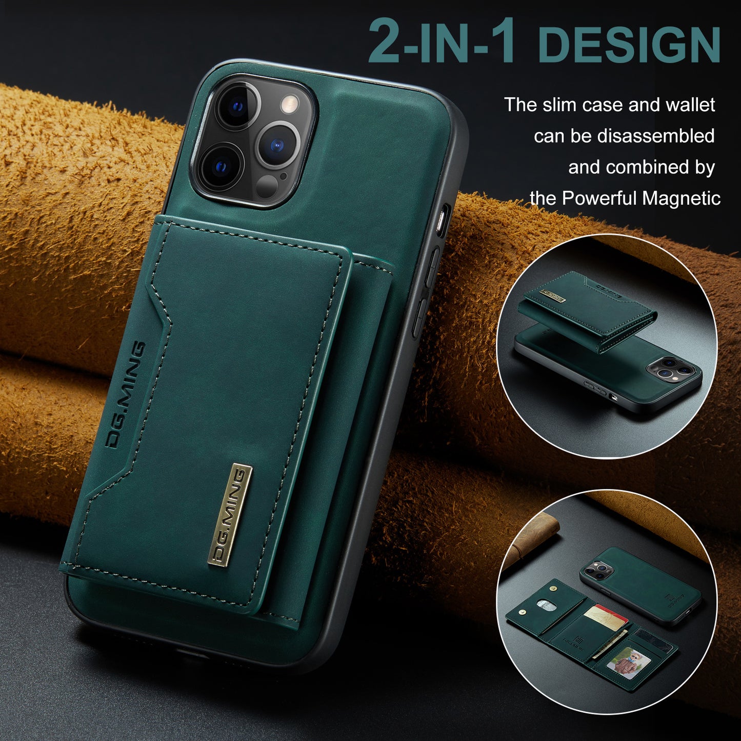 Retro Detachable Fold Card Holder iPhone 12 Pro Case Magnetic Clip