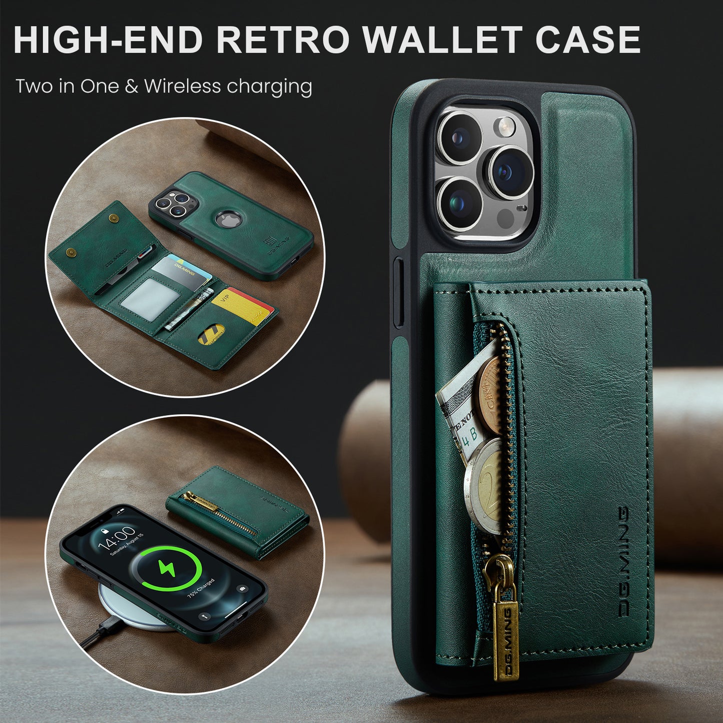 Wallet Detachable Tri-fold iPhone 12 Pro Max Case Muilti Card Slots