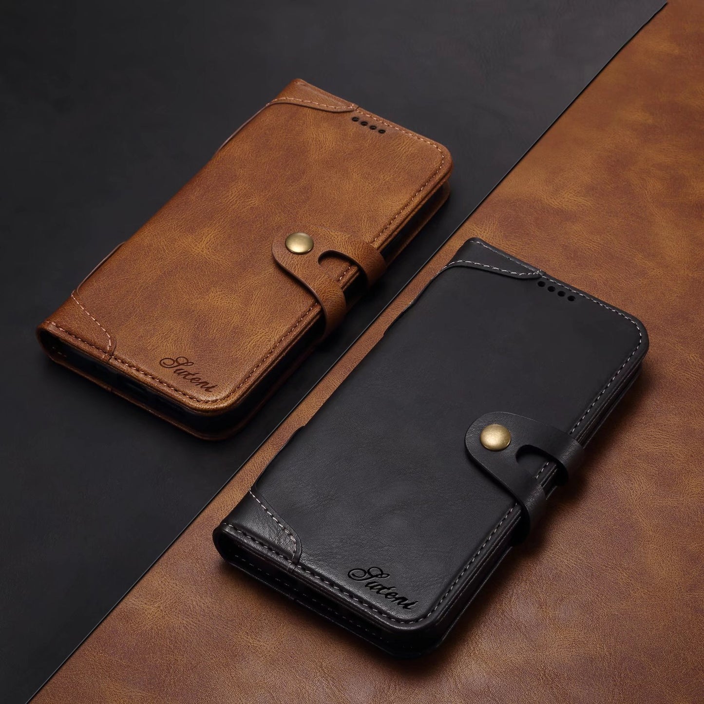 Dual Protection iPhone 16 Case Retro Book Leather