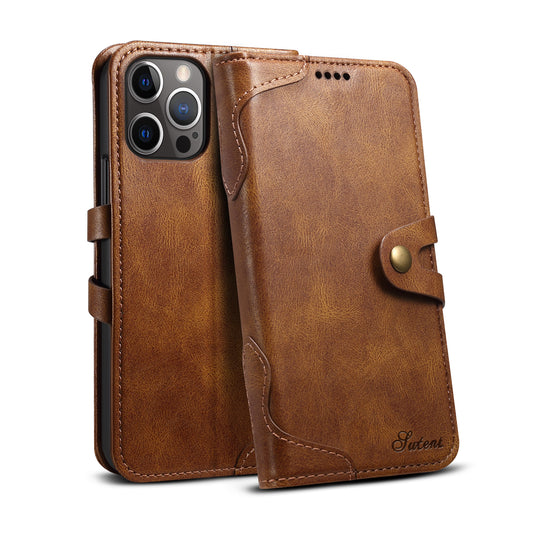 Dual Protection iPhone 12 Case Retro Book Leather