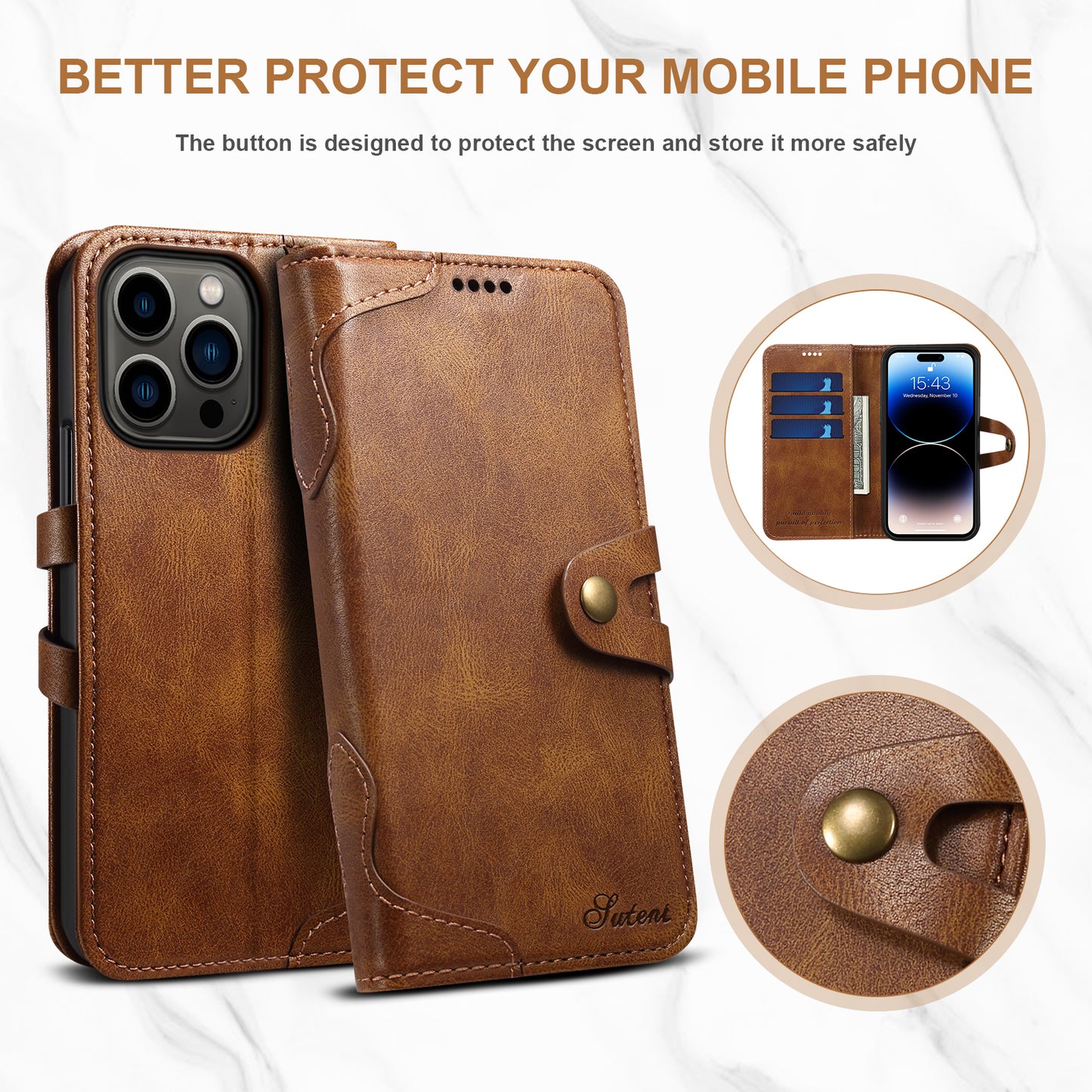 Dual Protection iPhone 12 Case Retro Book Leather