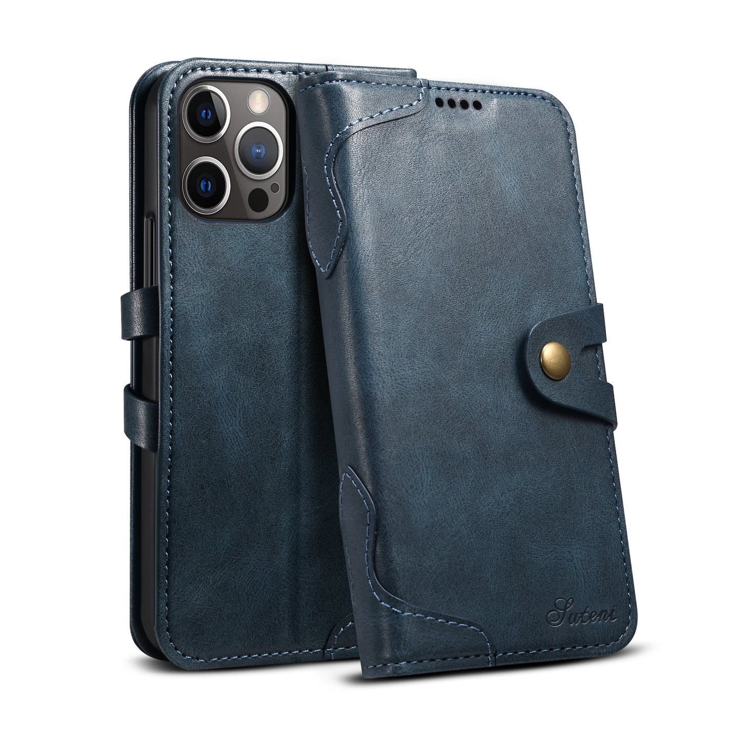 Dual Protection iPhone 12 Case Retro Book Leather