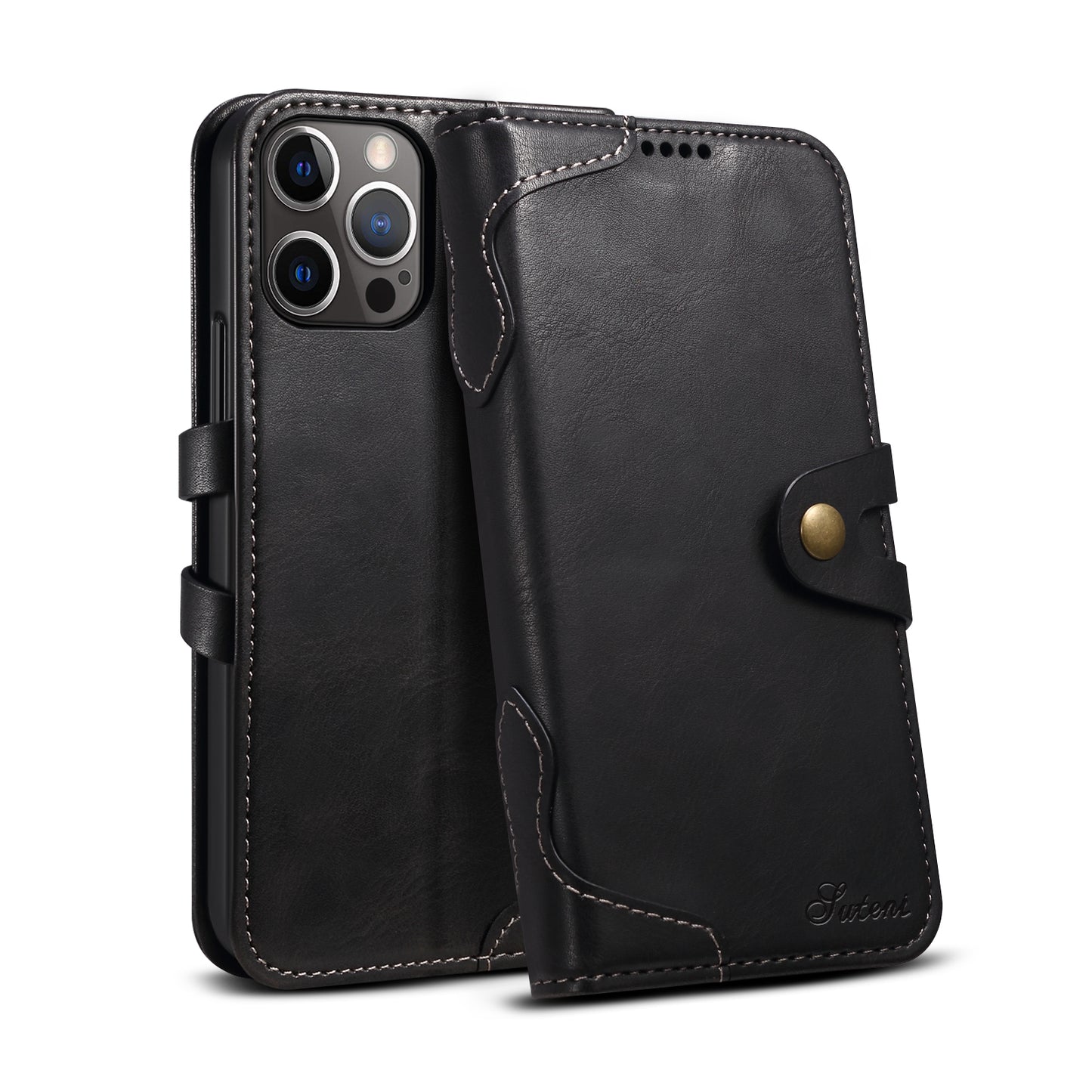 Dual Protection iPhone 12 Case Retro Book Leather