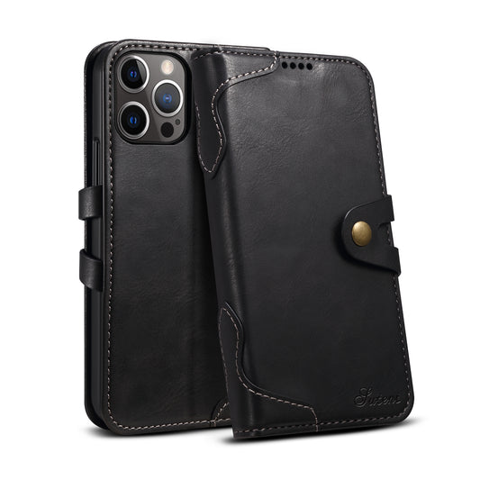 Dual Protection iPhone 16 Pro Case Retro Book Leather