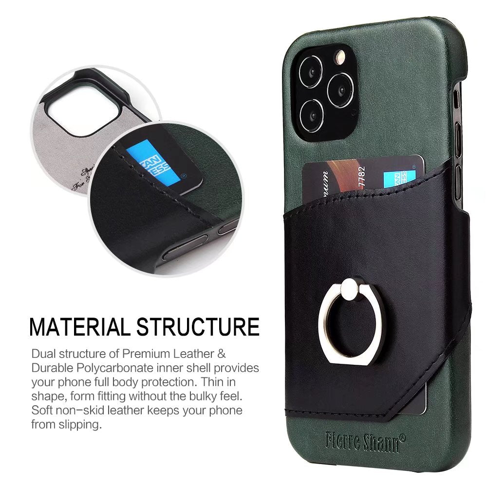 Knight Crow Genuine Leather iPhone 12 Pro Max Case Ring Holder