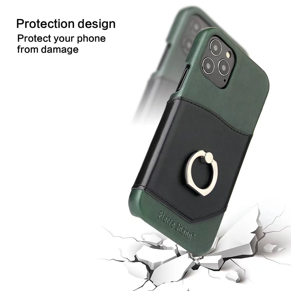 Knight Crow Genuine Leather iPhone 12 Pro Max Case Ring Holder