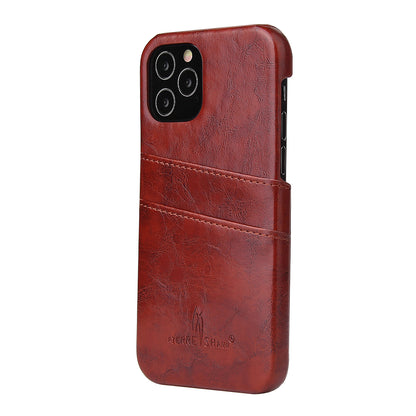 Oil Waxed Leather Card Holder iPhone 12 Case Back