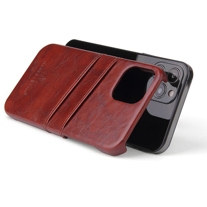 Oil Waxed Leather Card Holder iPhone 12 Case Back