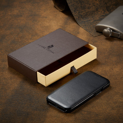 Fixate Real Crow Leather iPhone 12 Mini Case Flip