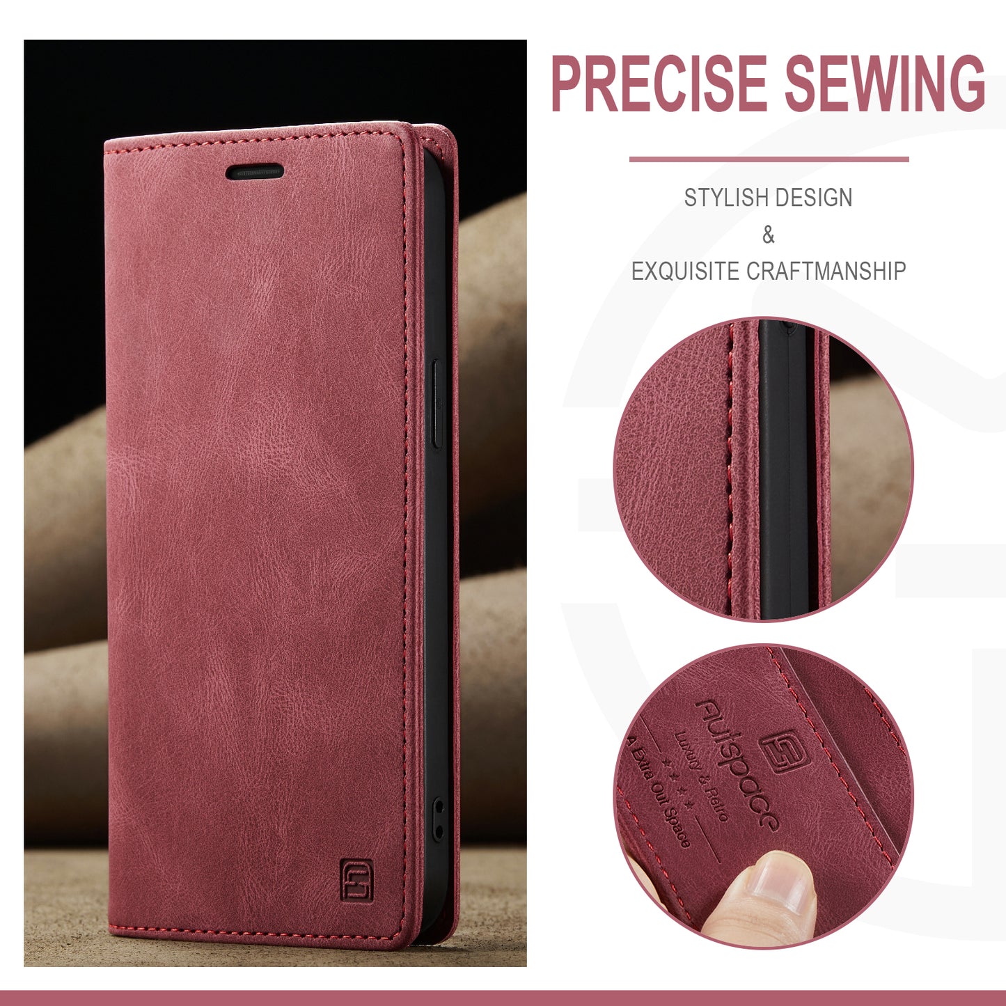 Luxury Retro Leather iPhone 13 Case Magnetic Buckle RFID