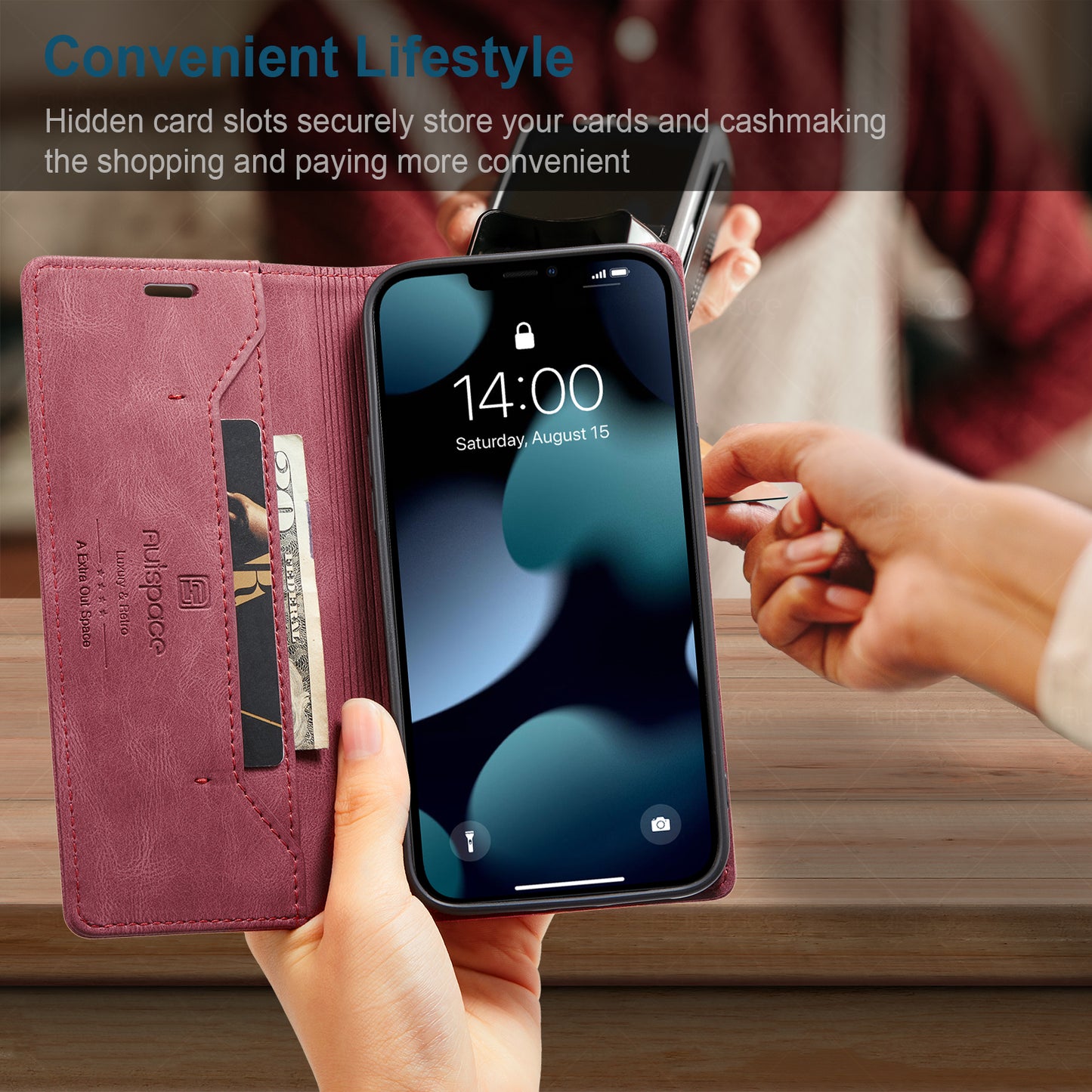 Luxury Retro Leather iPhone 13 Case Magnetic Buckle RFID