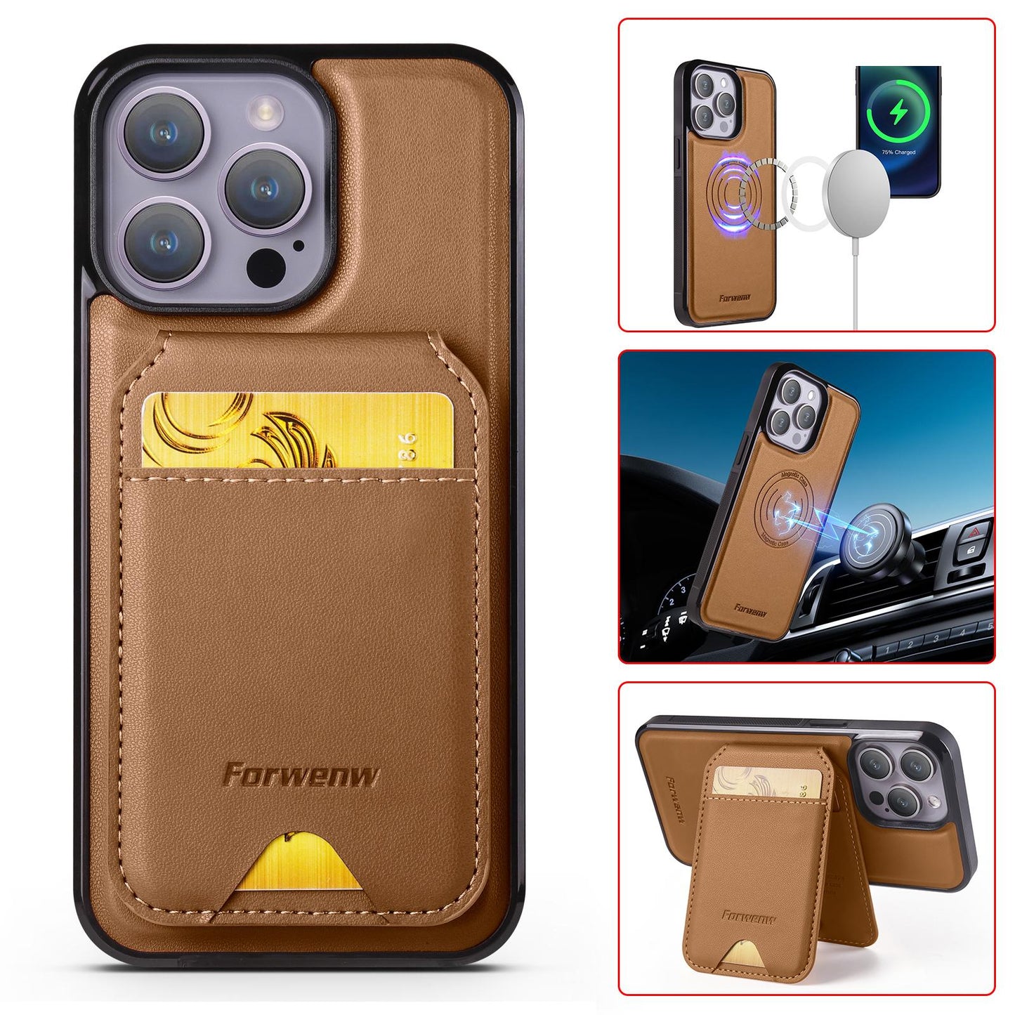 Detachable 2-in-1 Leather Card Bag iPhone 13 Case Magnetic