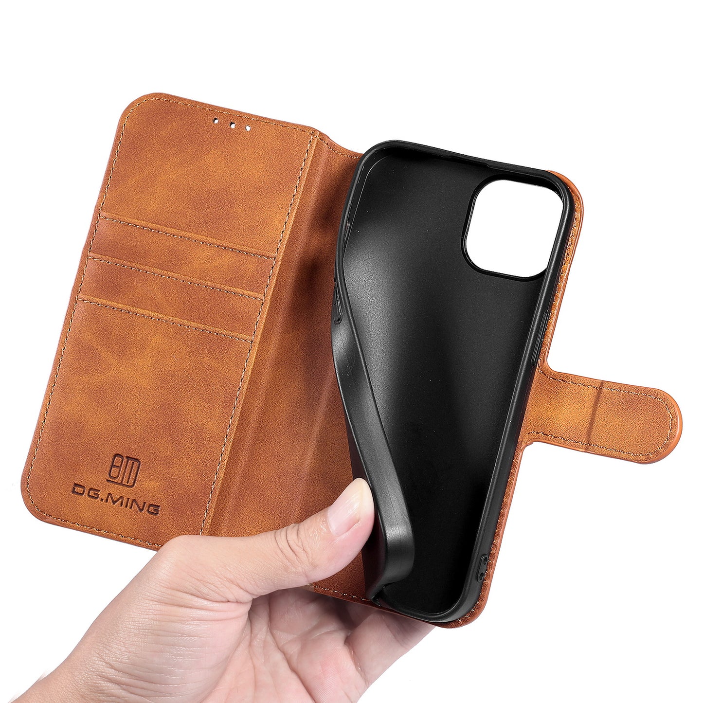 Retro Leather Edge iPhone 13 Case with Hand Strap