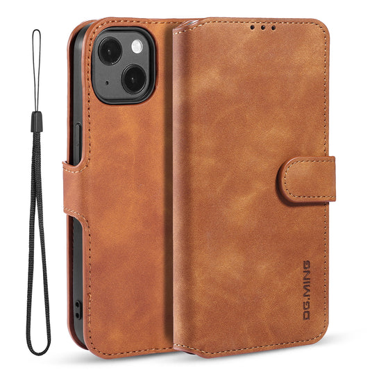 Retro Leather Edge iPhone 13 Case with Hand Strap