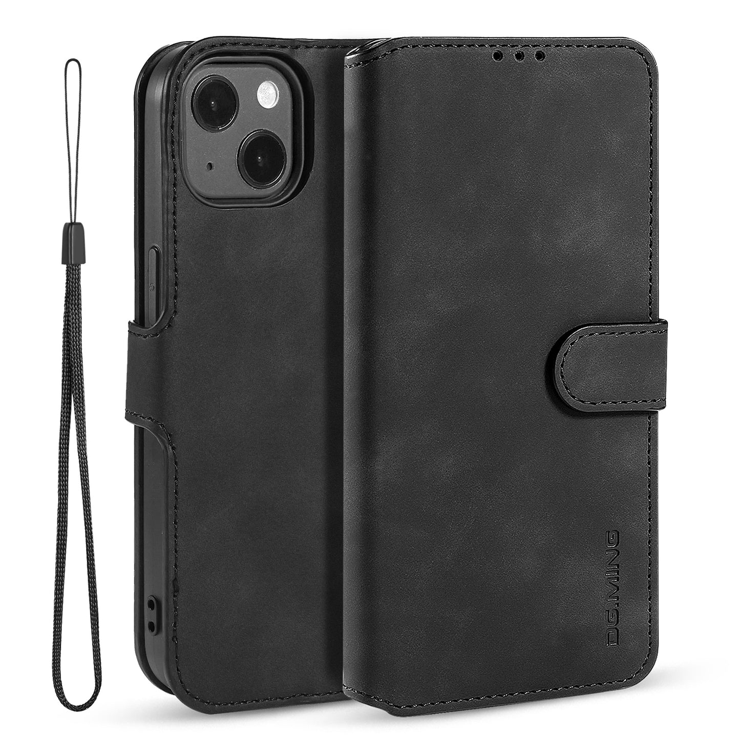 Retro Leather Edge iPhone 13 Case with Hand Strap