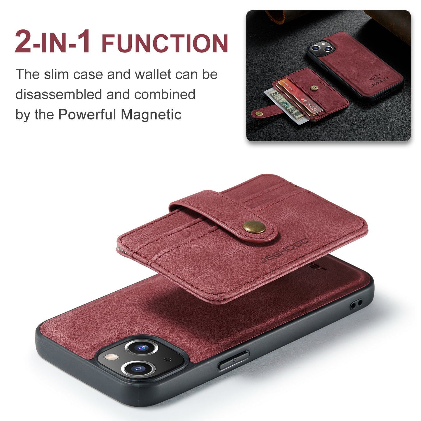 Powerful Magnetic Card Holder iPhone 13 Case Detachable