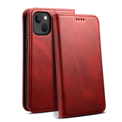 Calfskin Simple Wallet iPhone 13 Case RFID Magnetic