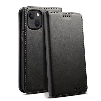 Calfskin Simple Wallet iPhone 13 Case RFID Magnetic