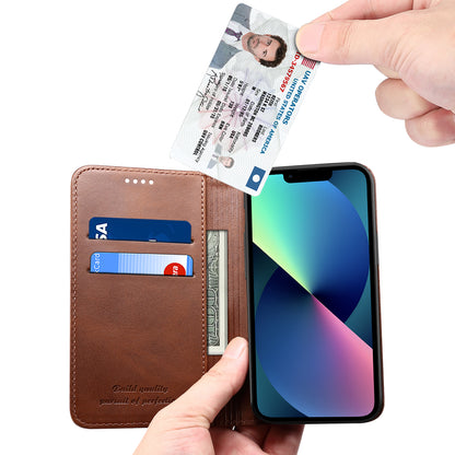 Calfskin Simple Wallet iPhone 13 Mini Case RFID Magnetic