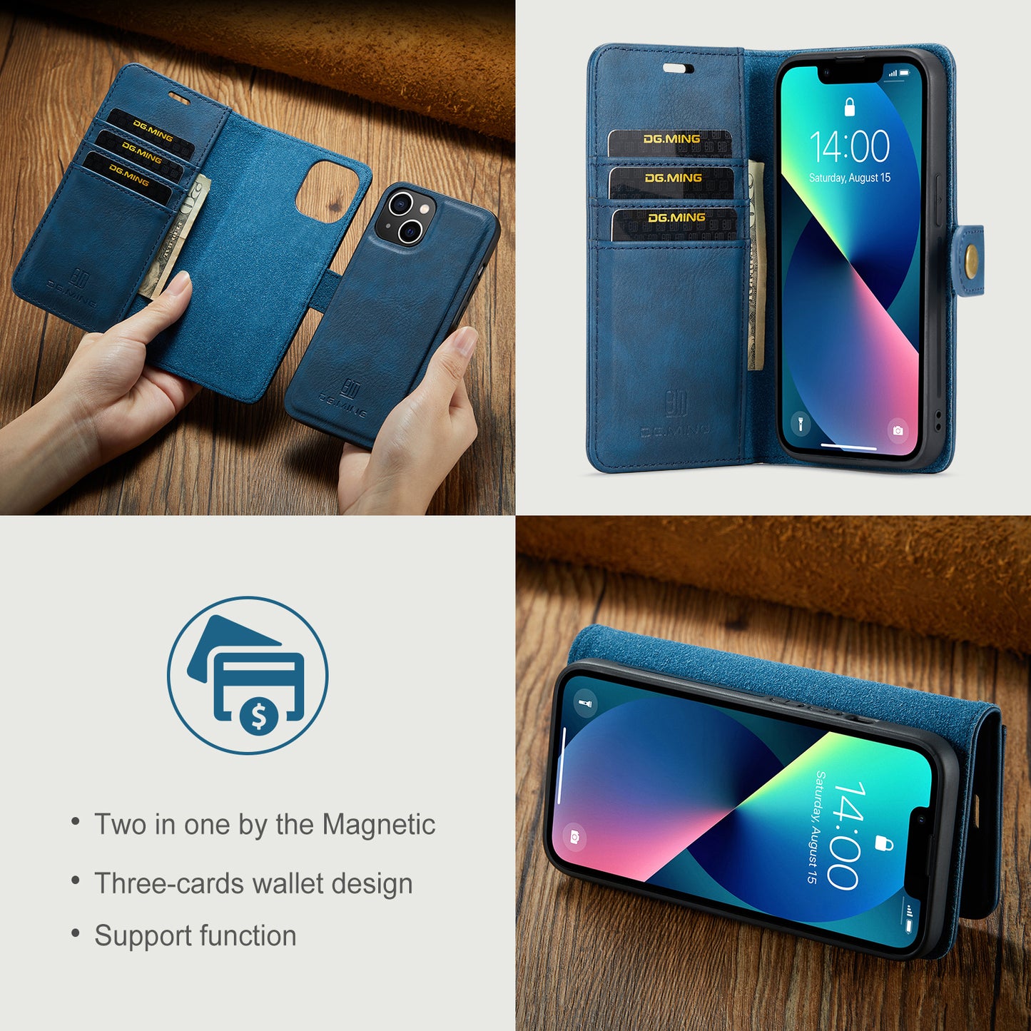 Wallet Detachable 2 In 1 Buckle iPhone 13 Case Magnetic