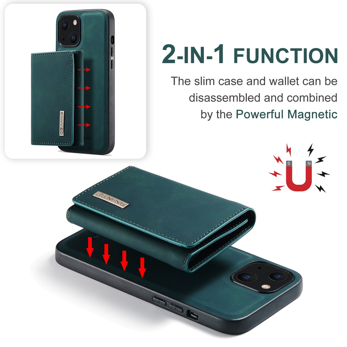 Retro Detachable Fold Wallet iPhone 13 Mini Case Magnetic Clip