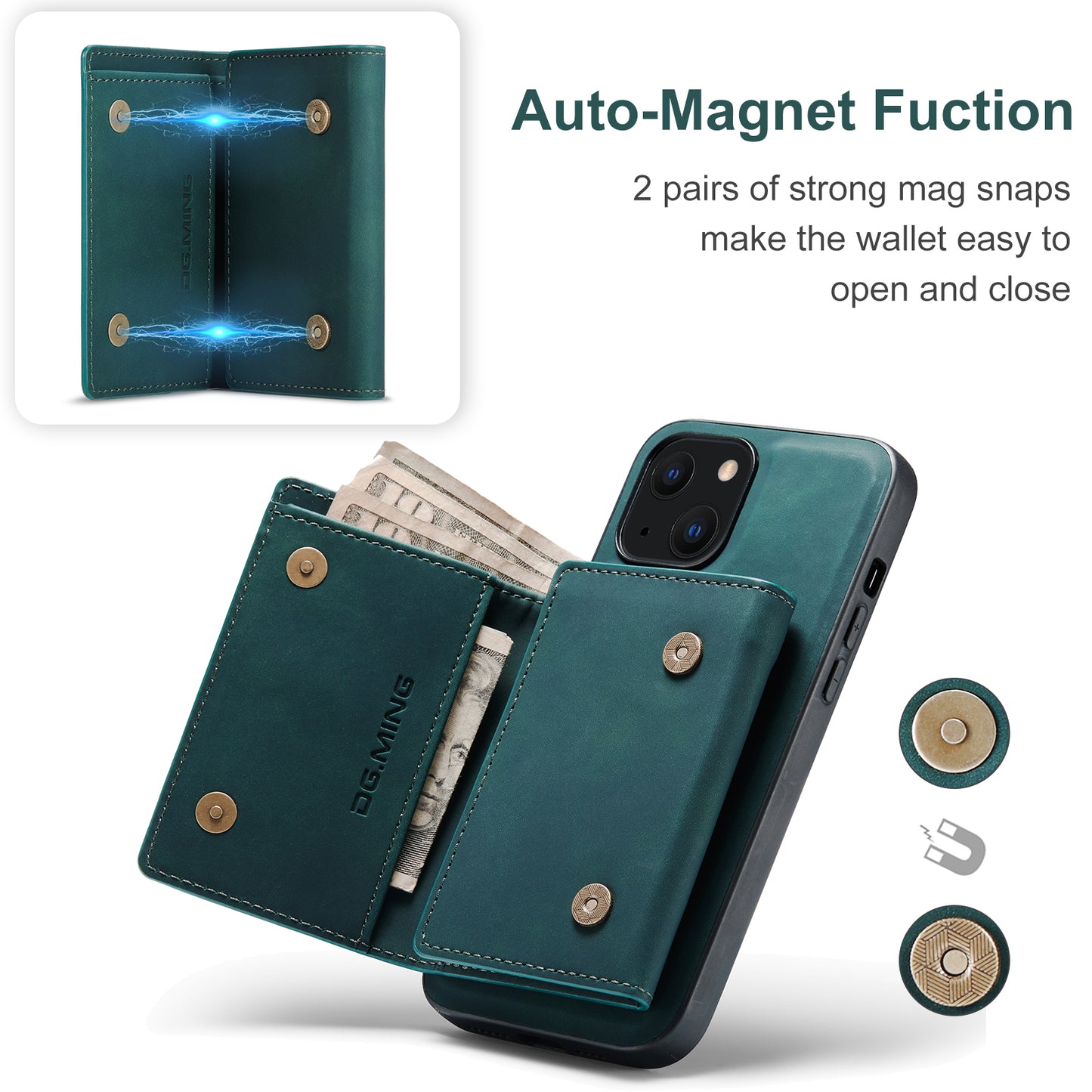 Retro Detachable Fold Wallet iPhone 13 Mini Case Magnetic Clip