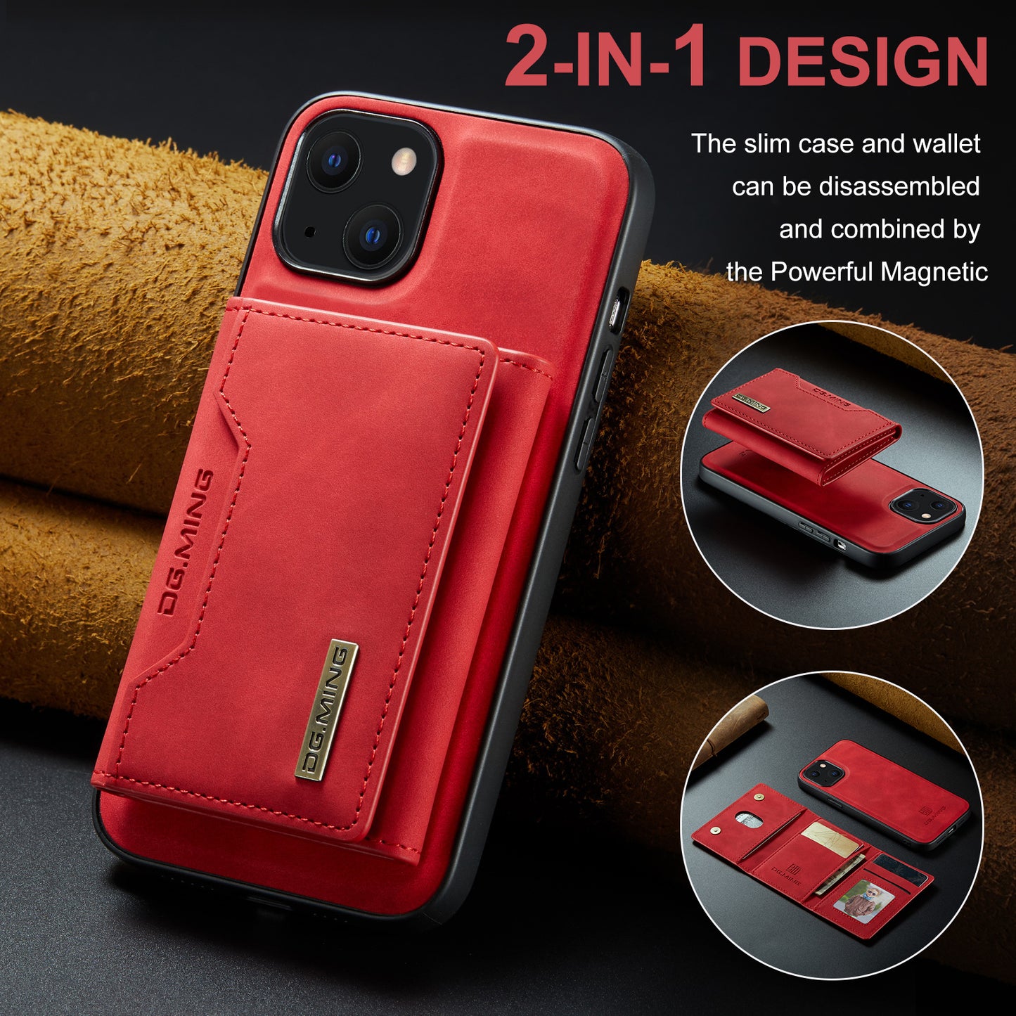 Retro Detachable Fold Card Holder iPhone 13 Case Magnetic Clip