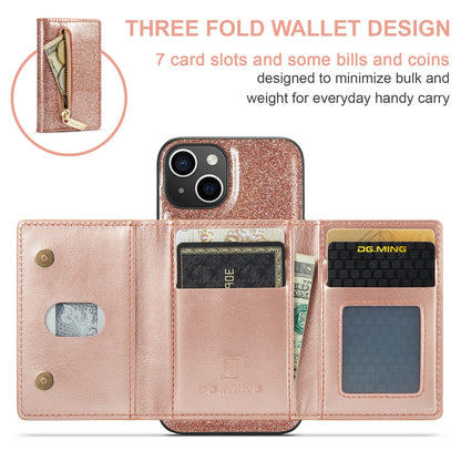 Glitter Leather 2-in-1 Wallet Zipper iPhone 13 Mini Case Detachable