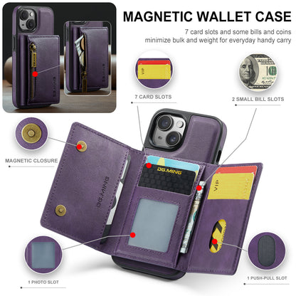 Wallet Detachable Tri-fold Leather iPhone 13 Case Muilti Card Slots