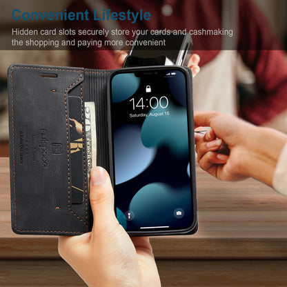 Luxury Retro Leather iPhone 13 Mini Case Magnetic Buckle RFID