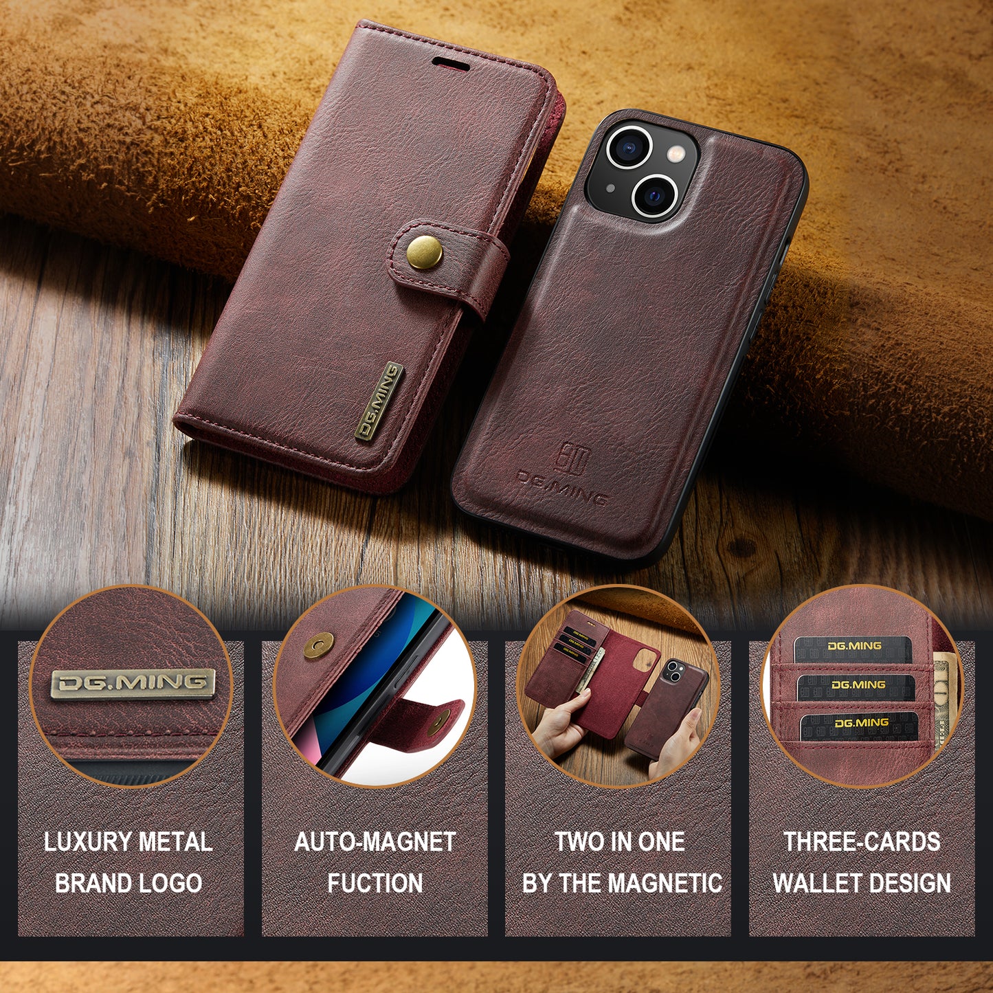 Wallet Detachable 2 In 1 Buckle iPhone 13 Mini Case Magnetic