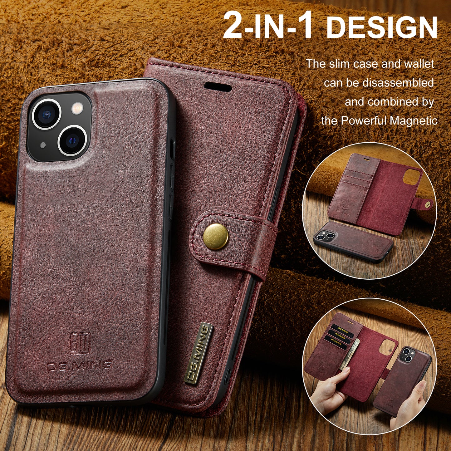 Wallet Detachable 2 In 1 Buckle iPhone 13 Mini Case Magnetic