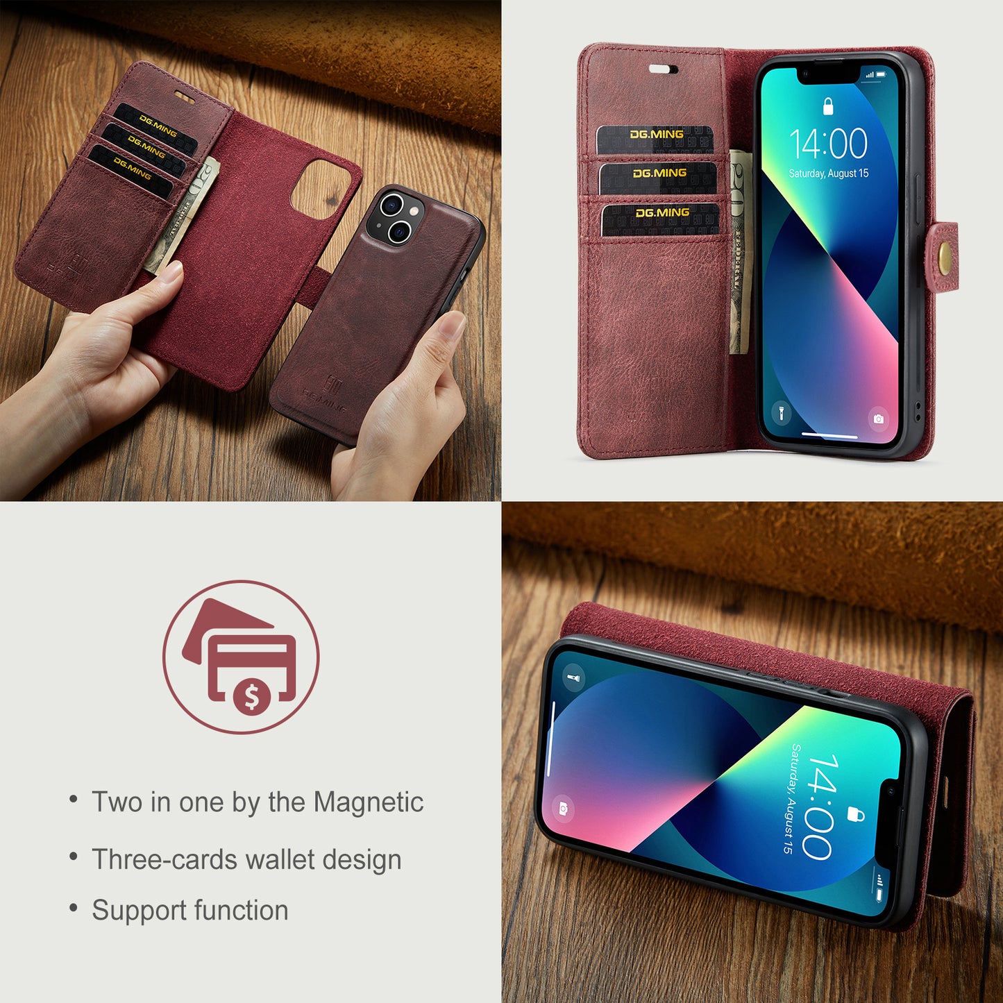 Wallet Detachable 2 In 1 Buckle iPhone 13 Mini Case Magnetic